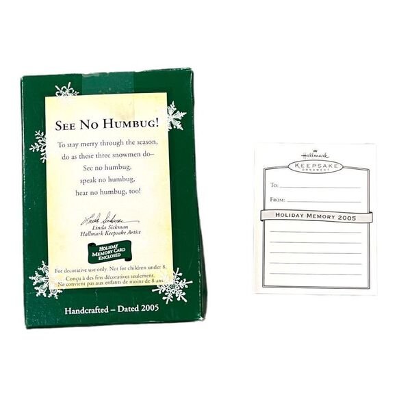 HALLMARK Keepsake See No Humbug Snowman Miniature Ornaments Set of 3 - Picture 5 of 9